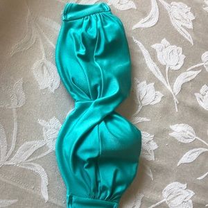 Victoria Secret 32B Teal Bandeau Strapless swimtop